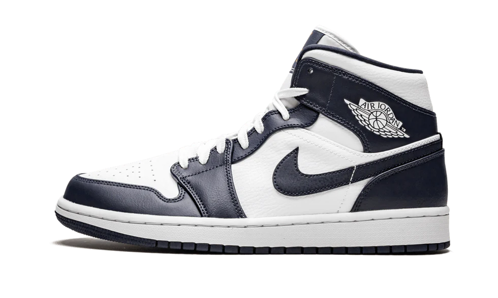 Air Jordan 1 Mid White Metallic Gold Obsidian