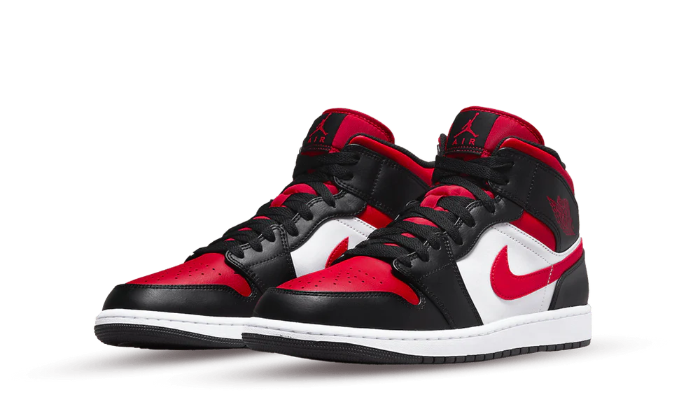 Air Jordan 1 Mid White Black Red (2022)