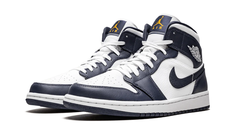 Air Jordan 1 Mid White Metallic Gold Obsidian