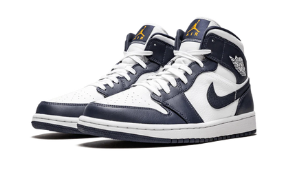 Air Jordan 1 Mid White Metallic Gold Obsidian