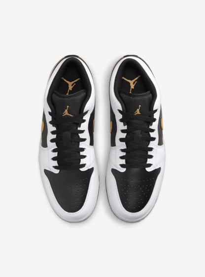 Air Jordan 1 Low White Black Metallic Gold Swoosh