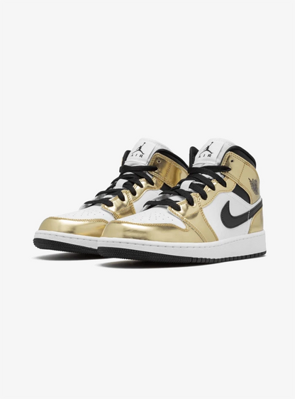 Air Jordan 1 Mid Metallic Gold Black White
