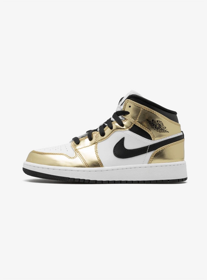 Air Jordan 1 Mid Metallic Gold Black White