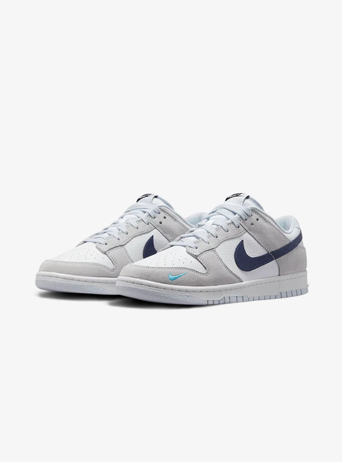 Nike Dunk Low White Grey Navy Aqua Mini Swoosh