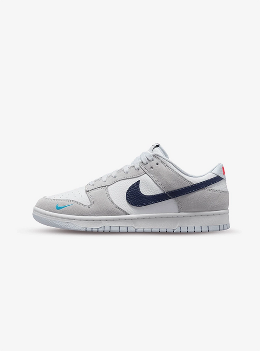 Nike Dunk Low White Grey Navy Aqua Mini Swoosh