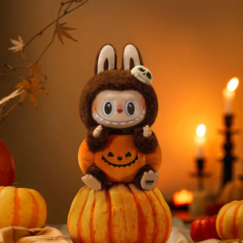 Pop Mart Labubu Happy Halloween Party Series-Sitting Pumpkin Vinyl Plush Pendant
