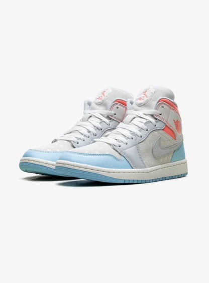 Air Jordan 1 Mid Sail Hot Lava Blue Chill (W)