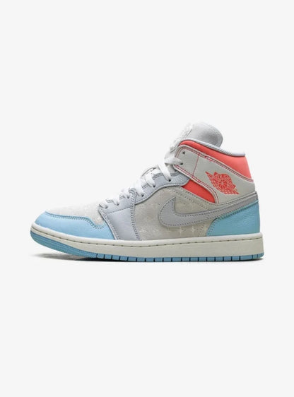 Air Jordan 1 Mid Sail Hot Lava Blue Chill (W)