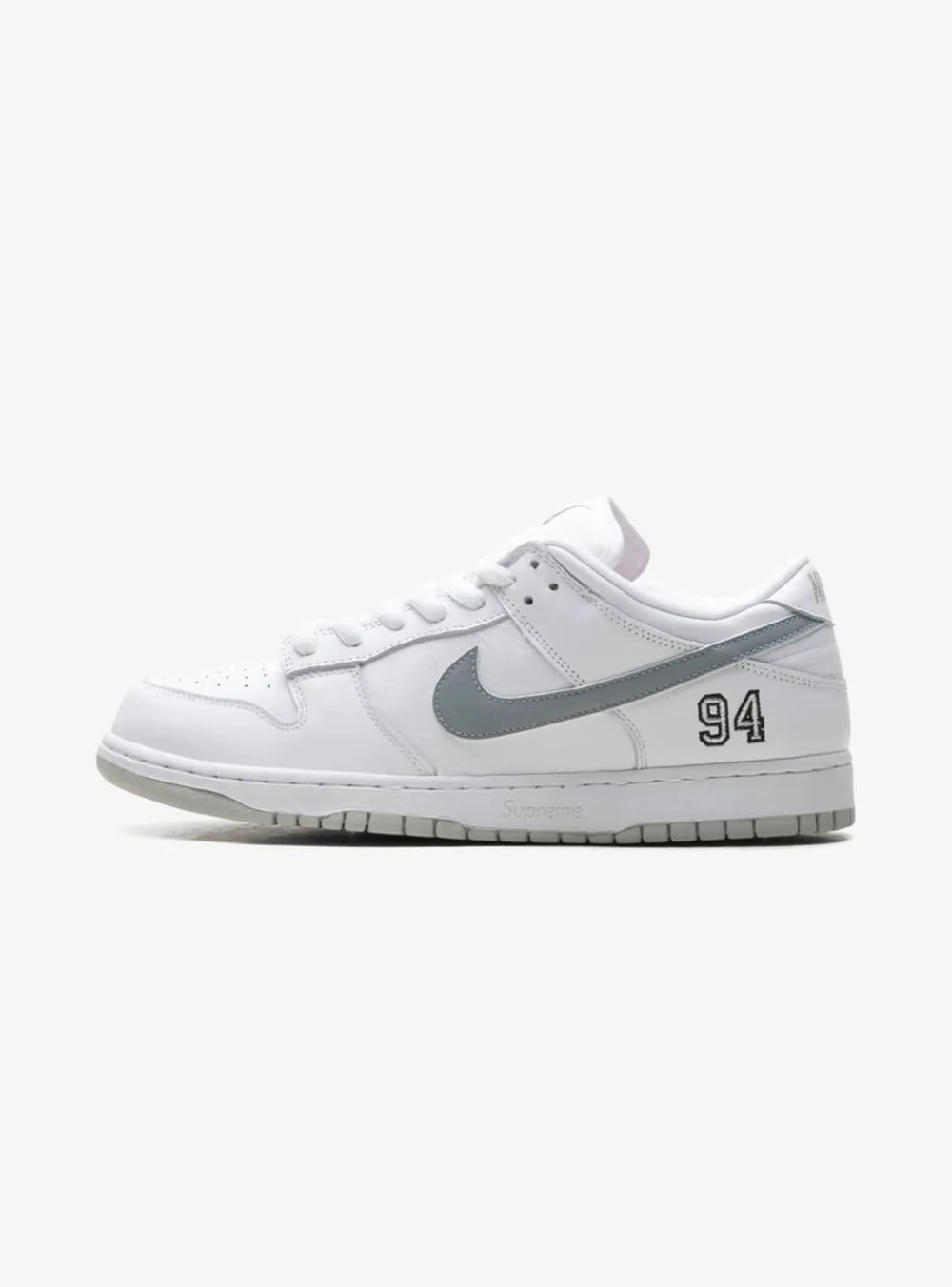 Nike SB Dunk Low Supreme 94 White Metallic Silver