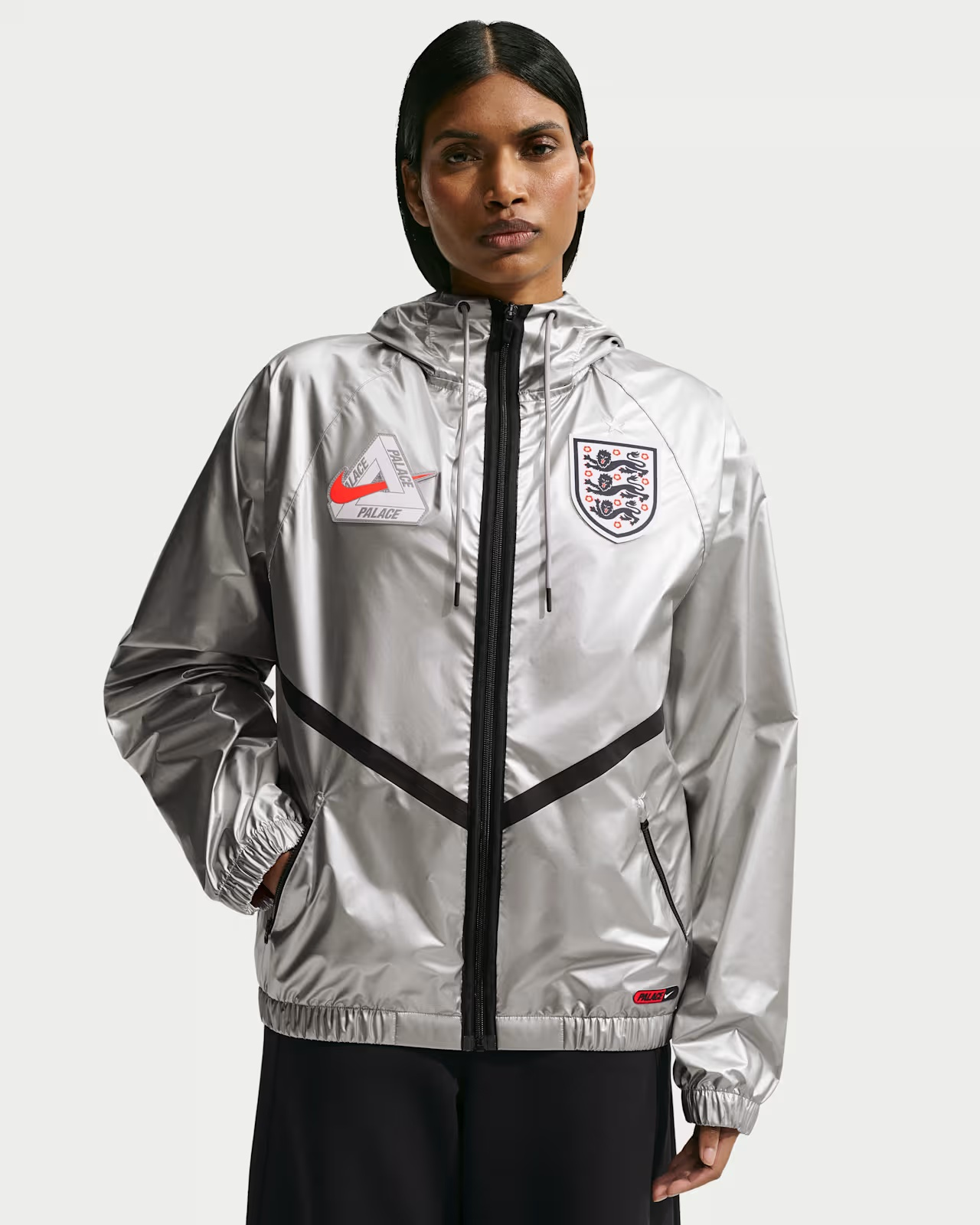 Palace X Nike England Dri Fit Academy Anthem Jacket Pewter Grey Bright Crimson Black
