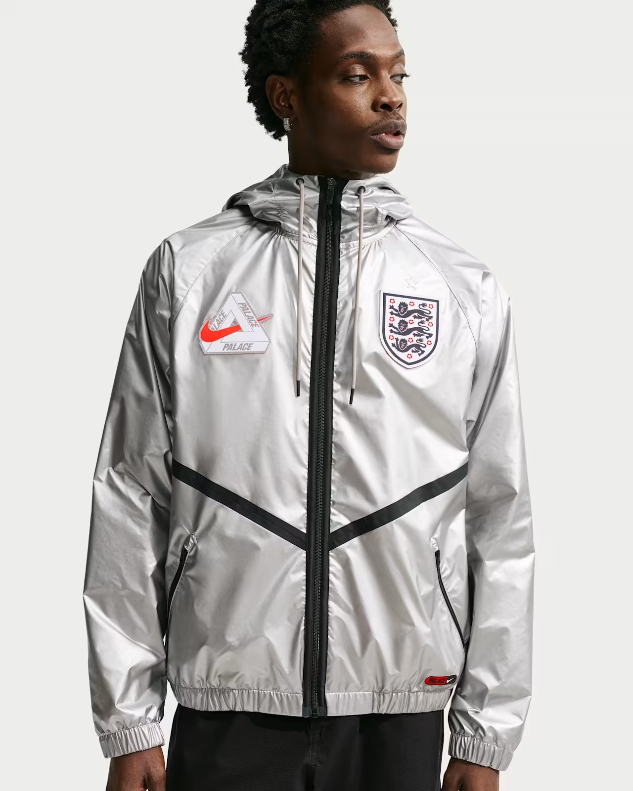 Palace X Nike England Dri Fit Academy Anthem Jacket Pewter Grey Bright Crimson Black