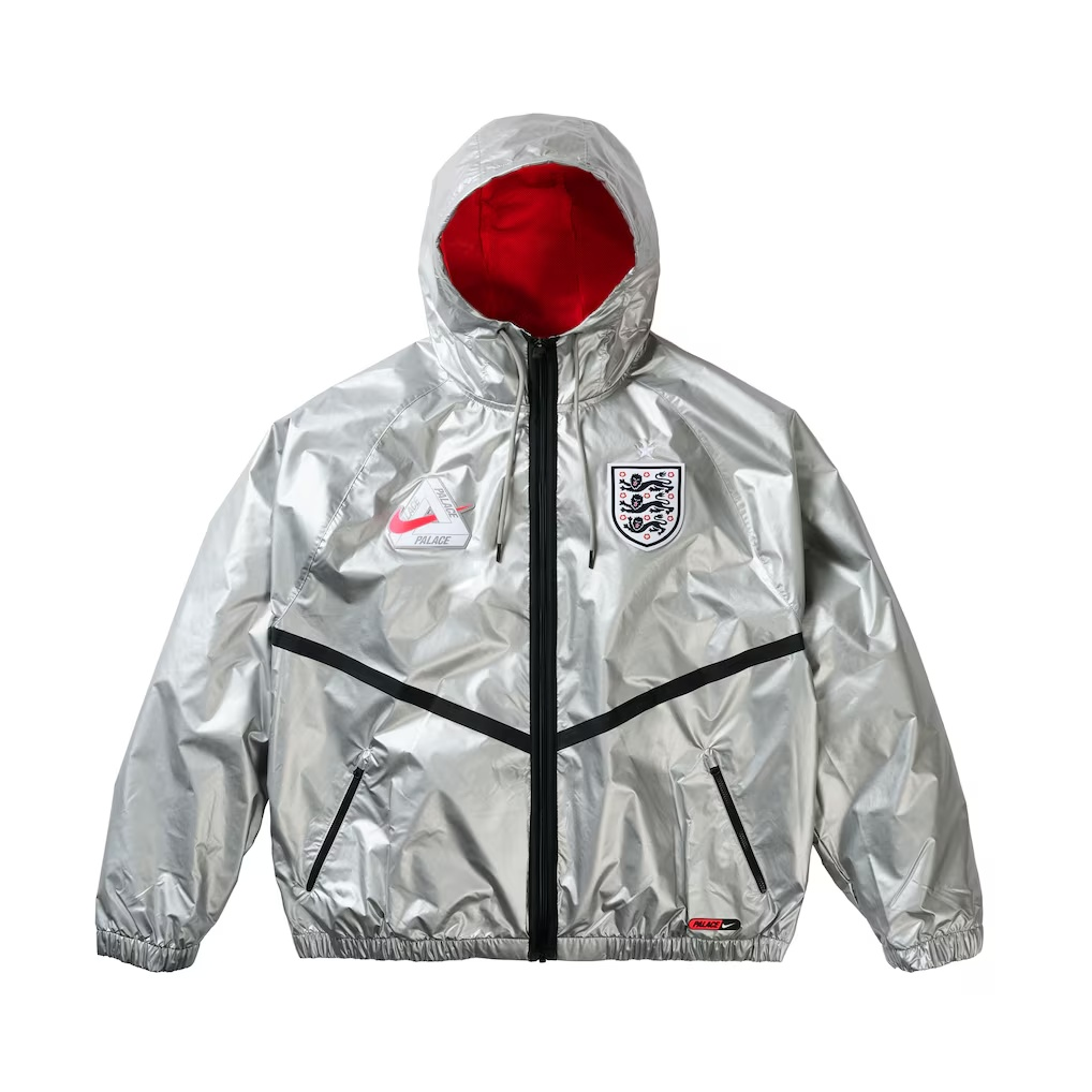 Palace X Nike England Dri Fit Academy Anthem Jacket Pewter Grey Bright Crimson Black