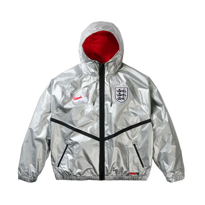 Palace X Nike England Dri Fit Academy Anthem Jacket Pewter Grey Bright Crimson Black