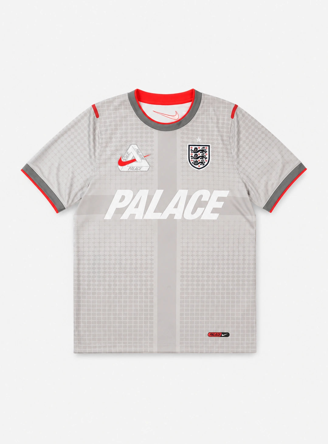 Palace X Nike England Dri Fit Academy Pro Short Sleeve Football Top Pewter Grey Bright Crimson