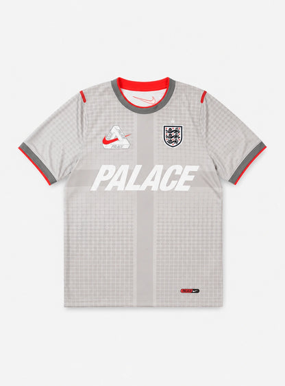 Palace X Nike England Dri Fit Academy Pro Short Sleeve Football Top Pewter Grey Bright Crimson