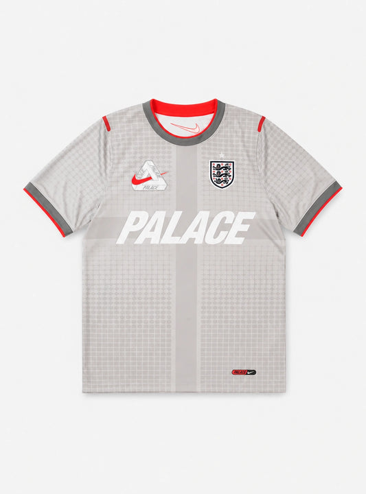 Palace X Nike England Dri Fit Academy Pro Short Sleeve Football Top Pewter Grey Bright Crimson
