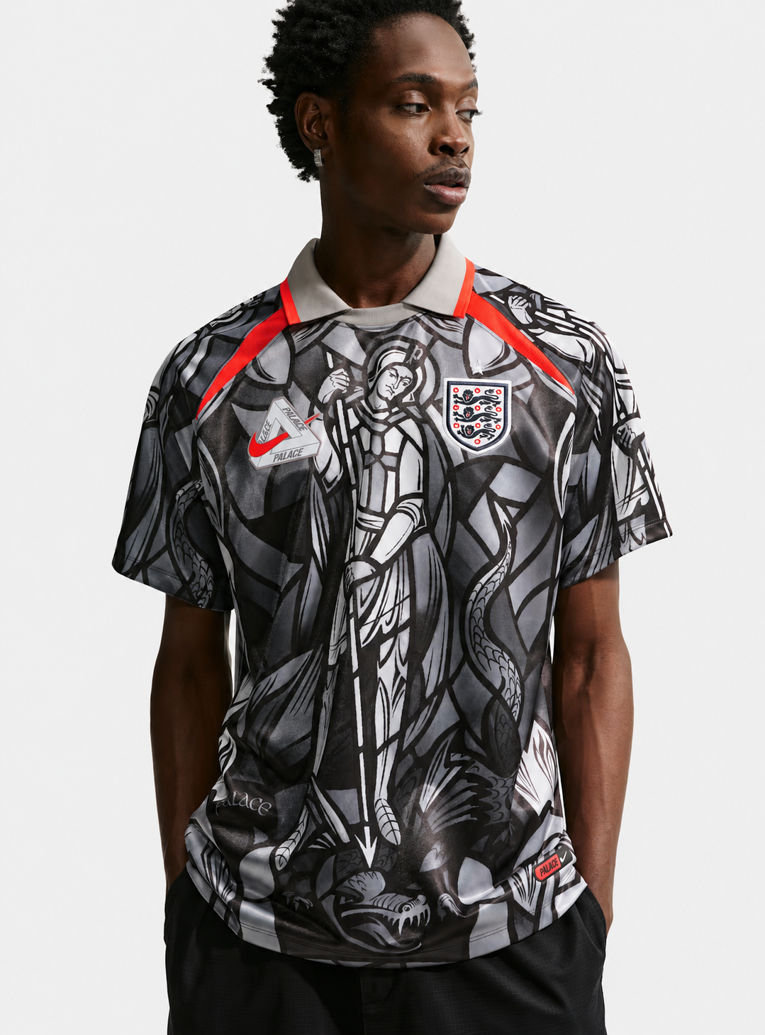 Palace X Nike England Dri Fit Football Jersey Bright Crimson
