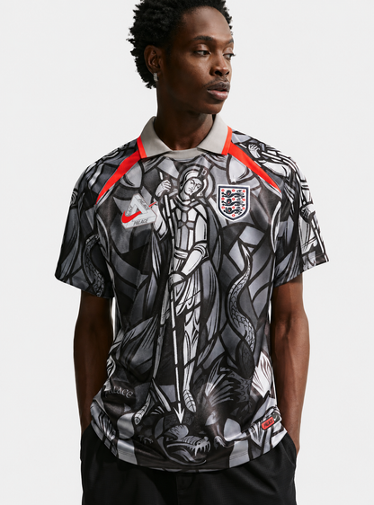 Palace X Nike England Dri Fit Football Jersey Pewter Grey Bright Crimson